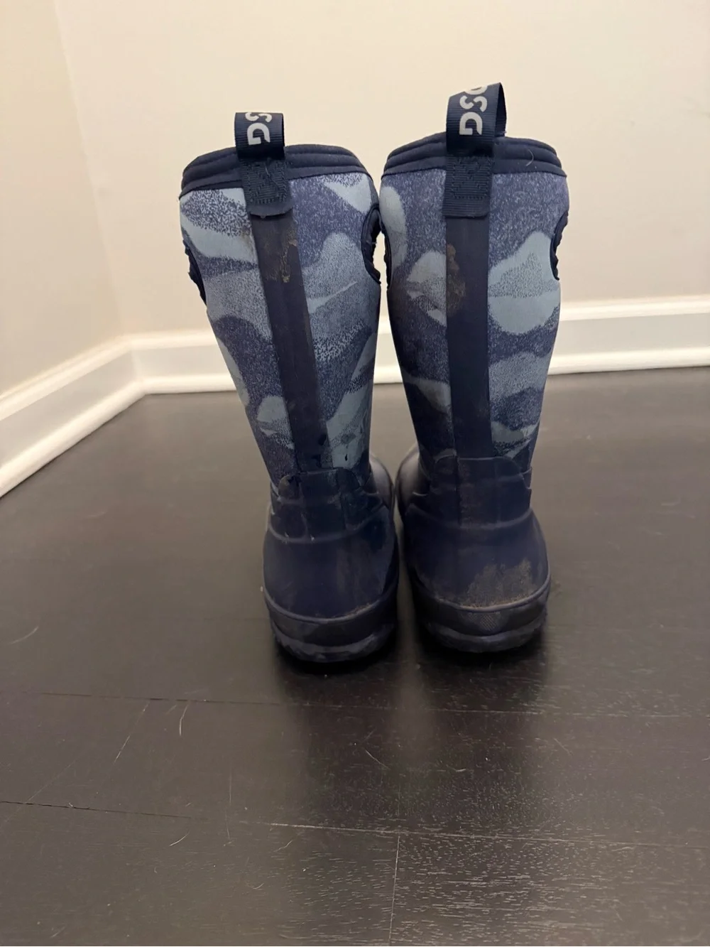 Kids Navy Blue DSG Patterned Rain Boots